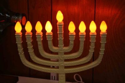 Eight Days Begin
Hanukkah, the Festival of Lights, begins this evening at sundown. A Menorah at the Mattapoisett Town Hall recognizes the Jewish eight-day holiday. Photo by Anne Kakley.
