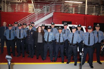 Chief King
Jason King was sworn in as Mattapoisett's new police chief on December 16. The event was the featured agenda item in a Select Board meeting held in the new fire station. Photos by Mick Colageo
