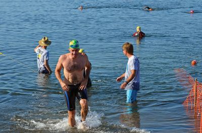 Buzzards Bay Swim
210 swimmers braved the waters of Buzzards bay for the Buzzards Bay Coalition’s 21st annual Buzzards Bay Swim. (above) Leslie Hartfort of Marion. Photos by James Gerke
