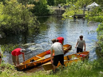 Rochester Memorial Day Boat Race
The Rochester Memorial Day Boar Race took place this past Monday. The event, sponsored by the Rochester Fire Department, saw contestants build boats and race south along the Mattapoisett River. According to organizers, the race is 12 miles long, beginning in Grandma Hartley's Reservoir off Snipatuit Road and finishing just before Route 6. Photo by Sam Bishop
