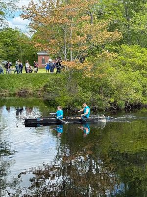 Rochester Memorial Day Boat Race
The Rochester Memorial Day Boar Race took place this past Monday. The event, sponsored by the Rochester Fire Department, saw contestants build boats and race south along the Mattapoisett River. According to organizers, the race is 12 miles long, beginning in Grandma Hartley's Reservoir off Snipatuit Road and finishing just before Route 6. Photo by Sam Bishop
