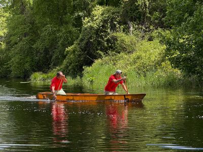 Rochester Memorial Day Boat Race
The Rochester Memorial Day Boar Race took place this past Monday. The event, sponsored by the Rochester Fire Department, saw contestants build boats and race south along the Mattapoisett River. According to organizers, the race is 12 miles long, beginning in Grandma Hartley's Reservoir off Snipatuit Road and finishing just before Route 6. Photo by Sam Bishop
