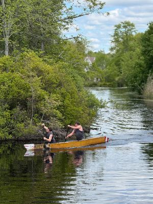 Rochester Memorial Day Boat Race
The Rochester Memorial Day Boar Race took place this past Monday. The event, sponsored by the Rochester Fire Department, saw contestants build boats and race south along the Mattapoisett River. According to organizers, the race is 12 miles long, beginning in Grandma Hartley's Reservoir off Snipatuit Road and finishing just before Route 6. Photo by Sam Bishop
