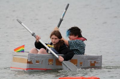 Cardboard Boats
SCOPE Week meant big fun at the beach in Mattapoisett for ORR Junior High seventh-graders who built their own boats and then raced them on June 5 in Mattapoisett. While half the students head off for Survival, the others enjoy a week of equally challenging tasks of the 40-year tradition of SCOPE that gives students a chance to learn while learning about themselves and each other. Photos by Jean Perry
