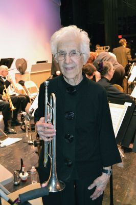 Con Spirito
The Tri-County Symphonic Band, under the direction of Philip Sanborn, performed its Con Spirito program on Sunday February 2 at the Old Rochester Regional High School auditorium. In its 52nd concert season, the band welcomed guest French Horn Instrumentalist Roger Haber, and recognized Trumpeter Edith Pliskin on her 94th birthday coming up next week. The next performance “New York, New York” will be held at Tabor Academy on Sunday, March 16. Photo by Jean Perry
