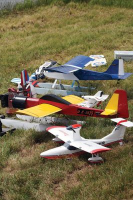 Bristol County Radio Control “RC” Club
Radio control model seaplanes are more than just a hobby for members of the Bristol County Radio Control “RC” Club. As club member Gerry Dupont puts it, “It’s an affliction. A happy affliction.” Dupont’s yellow Piper Cub seaplane features a one-fifth-scale pilot named “Gus” who’s been flying the one-fifth-scale seaplane for seven years. Photos by Jean Perry
