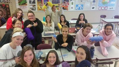 Knit OR Crochet Club’
In May of 2018 during a Bulldog Block in Señora Carreira's Spanish classroom, Lily Govoni, Class of 2019 at Old Rochester Regional High School, expressed her desire to create a knitting club to teach other students how to knit. Lily is a very kind and talented student, and Señora Carreira did not hesitate to say, "Let's do it!" The idea was to have a group of students share patterns and spend time in a calming activity to help reduce the stress that many students experience in high school.
