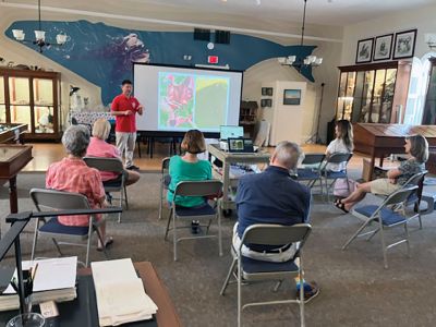 Marion Natural History Museum
The Marion Natural History Museum's Wednesday morning community group wishes to thank Entomologist Blake Dinius for his excellent presentation on how one species can affect so many others in our ecosystem. The smallest, most insignificant-looking insect may play a big role in whether or not a species of tree or flower survives. Blake gave us some ideas on what measures we can take to both preserve a lawn for family activities and allow other areas to remain wild for insects and wildlife. Attendees had an op
