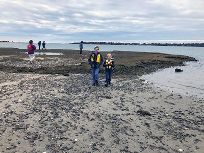 Marion Natural History Museum
The Marion Natural History Museum after-school group wishes to thank Isaac Perry and the Marion Harbormasters for allowing us to view some of our native ocean birds. On April 27, we were able to make it to Bird Island to view the nesting boxes that have been set up by the state for the soon-to-arrive terns, which rely on this island as a safe spot to raise their young. The students also had a chance to climb to the top of the lighthouse to view the bay. Photos courtesy of Elizabeth Leidhold
