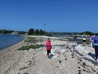 Marion Natural History Museum
The Marion Natural Museum after-school group had two great days exploring and mapping Ram Island with our hosts Michael and Hannah Moore. Our gracious hosts allowed us to explore the island beaches, streams, saltmarshes, open-water areas and Osprey nests. Some of the students who attend our programs had not been in a boat or explored an island before. The museum is so very thankful to the Moores for allowing us to explore and map the island. Photo courtesy Elizabeth Leidhold
