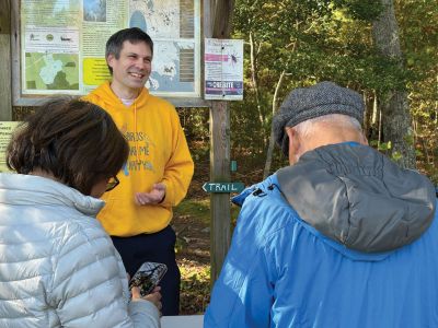 Marion Natural History Museum
On Saturday, October 18, the Museum Community Program participants enjoyed a beautiful fall day walking Rochester's Shoolman Preserve looking for mushrooms. Mushroom enthusiast Adam Korejwa led our walk through the Oak and Pine upland forest looking for these fascinating specimens. We heard about how the mushroom is merely the fruiting body of the wide network of mycelium which connects all plant and fungal species in order to exchange nutrients and warns of adverse conditions.  We saw how some Boletes mush
