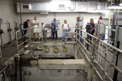 Marion Capital Improvements Planning Committee
The Marion Capital Improvements Planning Committee conducted a Monday afternoon site visit to the town’s Wastewater Treatment Plant, where they discussed short and long-range goals with plant manager Nathaniel Munafo and Department of Public Works Director Becky Tilden. Photos by Mick Colageo
