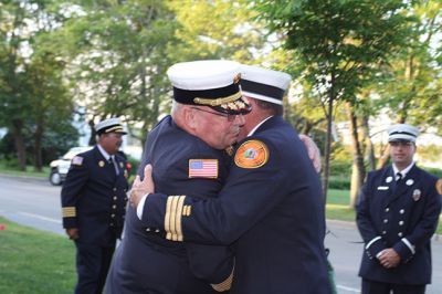 Marion’s new Fire Chief 
Marion’s new Fire Chief Brian Jackvony was sworn in on June 30 during a ceremony at the Marion Music Hall with the Board of Selectmen. Jackvony comes to Marion from the Town of Cumberland, Rhode Island where he was the assistant fire chief for eight years, after 24 years with the Providence Fire Department. Photo by Jean Perry
