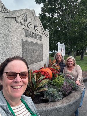 Marion Garden Group 
Marion Garden Group members Nancy Kiehl, Bernadette Kelly, Martha Fisher and Errin Chapin getting the Trough ready for Fall. Photo courtesy Errin Chapin
