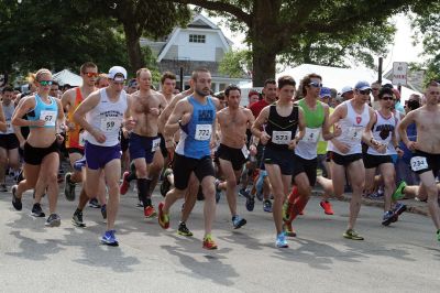 48th Annual Mattapoisett Road Race 
The 48th Annual Mattapoisett Road Race once again brought out young and old alike. Overcast skies were welcomed but the July 4th heat was tough for the runners and the cheering crowds who begged for shade. The field of runners was well over 1,000 and coming in first was Joe Farrand at 26:59. Shortly after, the first female to finish was Kim Bolick at 29:54. Before the starting gun sounded there was a moment of silence in honor of Maurice “Mudgie” Tavares who established the Mattapoisett Track Club, and the 
