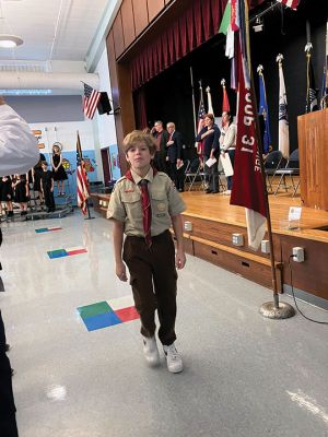 Veterans Day
Iraq war veteran Dr. David Vacchi delivered the keynote address during Veterans Day ceremonies held on Saturday by the Town of Mattapoisett at the American Legion Florence Eastman Post 280. Tri-Town Veterans Office agent Chris Gerrior led the ceremony with participation by the Showstoppers, Rochester Boy Scouts Troop 31, Hadley Perron, Chaplain Langhoff, Geneva Gerrior, veteran Raymond Hanks and the Congregational Church. Photos by Marilou Newell
