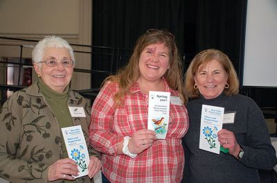 Mattapoisett Woman's Club
Amy Wilmot, Interpreter for the Department of Conservation and Resources of Massachusetts, was the guest speaker at the Mattapoisett Woman's Club March 16 meeting. Pictured here are: Elaine Grant, Corresponding Secretary of the Mattapoisett Woman's Club; Amy Wilmot, Interpreter for the Department of Conservation and Resources of Massachusetts; and Kathy McAuliffe, President of the Mattapoisett Woman's Club. Photo courtesy of Karen Gardner
