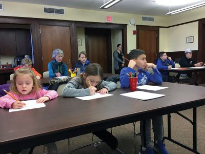 Mark Parisi 
Artist Mark Parisi recently held a Character Development class at the Mattapoisett Library. Parisi is the creator of the Marty Pants book series as well as the Off The Mark comic strip, which has been running in newspapers for over 30 years Photo by Marilou Newell, Illustrations by Mark Parisi

