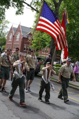 Memorial Day in Mattapoisett
Memorial Day in Mattapoisett was observed as it traditionally is, with ceremonies in front of the Mattapoisett Library followed by the parade march to Cushing Cemetery. This year’s guest speaker, Mattapoisett resident U.S. Army Sergeant Edward Sweeney, Jr. stirred the emotions of those in attendance with his speech about sacrifice and the American way of life. The Old Hammondtown School Band was impressive with its performance of several patriotic songs, and Representative William Straus, the selectmen, and
