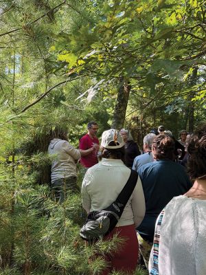 Woodland Walk for Mushrooms
Marion Natural History Museum hosted mycologist Adam Korejwa on September 13. Korejwa conducted a Woodland Walk for Mushrooms event at Shoolman Preserve in Rochester. Bolete, russula, honey, ghost pipe, and cauliflower mushrooms were all spotted, along with countless others. Whether it be on the ground, on a waterlogged fallen tree, or up the side of a living host-tree, mushrooms seemed to be all about. Roughly 40 people showed, including members of mycological societies, amateur enthusiasts, Rhode Islander
