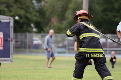 10th Annual Fairhaven Fire Muster
A team of five of Mattapoisett firefighters represented the department on Sunday, August 25, during the 10th Annual Fairhaven Fire Muster at Livesey Park in Fairhaven. The team took third place overall, first place in the dry hose competition, second in the wet hose competition, and second in the “mystery” event – axe throwing. Photos by Jean Perry
