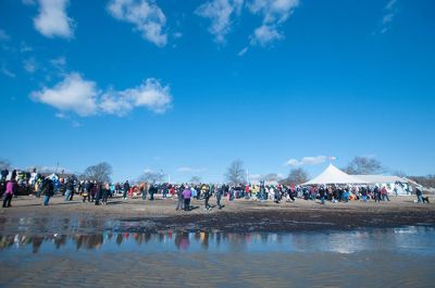 Freezin' for a Reason 2014
Participants in the 2014 Polar Plunge on January 1 were encouraged to wear costumes for the event, which raised thousands of dollars for the BAM Foundation. BAM is an organization that offers financial assistance to families battling cancer to help offset the unexpected costs of cancer treatment. Hundreds of people turned out for the event, with over a hundred participants who plunged into 34 degree waters, just a few degrees warmer than the 28 degree air temperature that morning.  Photo by Felix Perez
