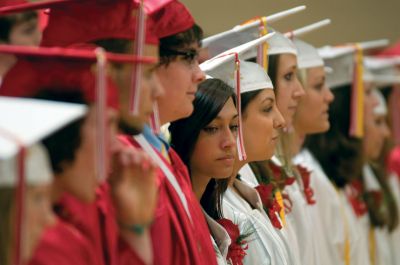 ORR Graduation
There was much pomp and circumstance when the Class of 2010 graduated from Old Rochester Regional High School on June 5, 2010. Despite the rain, the students smiled as they greeted their future of possibilities. Speakers included National Honor Society president Kelsey Jean Frink and Valedictorian Jean Smith. Photo by Felix Perez. 
