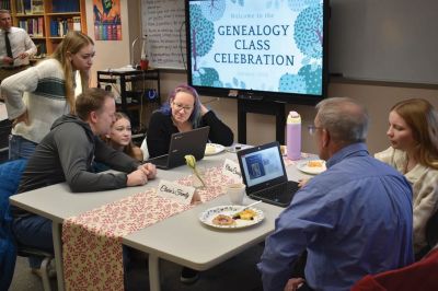 ORRHS Genealogy
Students at Old Rochester Regional High School shared the results of their genealogy research during the school's annual Genealogy Class Celebration on Wednesday, January 15. Photo courtesy Old Rochester Regional School District and MA Superintendency Union #55.
