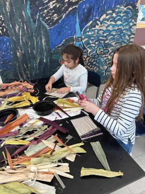 Center School
Students in grades 1 through 3 at the Center School in Mattapoisett make weavings using small looms and corn husks that they dyed various colors using natural plant materials, under the direction of Artist-In-Residence Elizabeth James-Perry on Jan. 13 and 14. 
