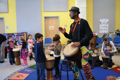 Otha Day
Drum master Otha Day spent the day with Rochester Memorial School students on November 21, giving lessons on rhythm and handing out percussion instruments, including drums and shakers, during drumming workshops held throughout the day. Photos By Jean Perry
