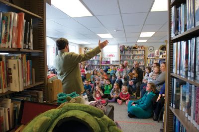 Take Your Child to the Library Day
The Plumb Library in Rochester participated in the national “Take Your Child to the Library Day” on Saturday, February 6. Encore Entertainment, Mr. Vinnie from The Toe Jam Puppet Band, and “Professor Trelawney” greeted kids and their families during the event that Children’s Librarian Lisa Fuller said was all about raising “library awareness.” Photos by Colin Veitch
