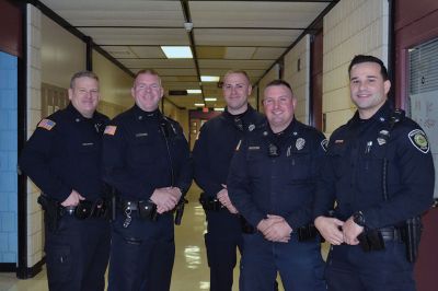 No Shave November
Time was up for five Rochester police officers participating in the department’s 2nd annual No Shave November who said farewell to their beards and goatees as cosmetology students at Old Colony treated the officers to a shave on December 1. Photos by Jean Perry
