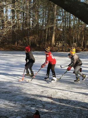 Pond Hockey
After winters so warm that ice could not form or drought so severe that vernal pools, intermittent streams and frog ponds had dried up, the 2022 winter season has proven perfect for outdoor skating. Rainfall throughout the fall and winter seasons has filled up even the smallest depressions with water sufficient to make nature’s skating rinks glisten anew. The old frog pond located just south of Tinkham Hill Road on North Street has been a wintertime favorite for decades. January 27, 2022 edition
