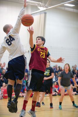 RMS Students vs Staff Basketball Game
The staff at Rochester Memorial School beat the students again for the 15th year in a row during the annual RMS students versus staff basketball game on January 22. The Friday night event attracted a gymnasium full of spectators who witnessed the staff’s 83-72 win over the students. Photos by Colin Veitch
