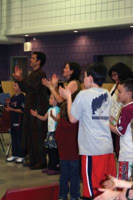 RMS Drum Circle
Otha Day led about 50 people in a drum circle on Monday, April 30 in Rochester Memorial School cafeteria. The event was sponsored by the RMS PTO. Photos by Laura Fedak Pedulli. 
