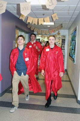 Senior Walk
Seniors from ORR took their annual senior walk on May 31, an event that takes the students from each of the Tri-Towns and sends them back to their home elementary schools for a nostalgic walk through the halls one last time as students. Pictured here are the Rochester students enjoying a last visit to Rochester Memorial School. Photos by Jean Perry
