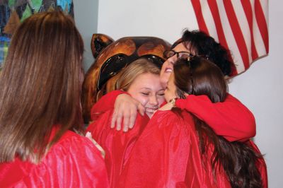 Senior Walk
Seniors from ORR took their annual senior walk on May 31, an event that takes the students from each of the Tri-Towns and sends them back to their home elementary schools for a nostalgic walk through the halls one last time as students. Pictured here are the Rochester students enjoying a last visit to Rochester Memorial School. Photos by Jean Perry
