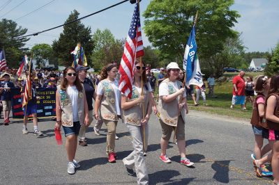 Rochester Memorial Day
Rochester fared far better with its Memorial Day celebration than Marion and Mattapoisett did with theirs on rainy Monday. Sunday, May 29, was a picture perfect day for a parade. At the Town Hall, the names of the fallen soldiers were read aloud and the Rochester Memorial School Band played patriotic songs before heading out for the parade. Photos by Colin Veitch
