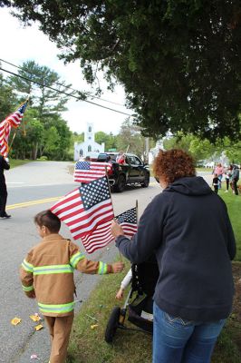 Rochester’s Memorial Day
Student participation was at the forefront of Rochester’s Memorial Day weekend ceremonies held on Sunday at the Senior Center, Town Hall and Daggett Square. Boy Scout Troop 31 posted the colors, and music was provided by the Rochester Memorial School Band and The Showstoppers, who recited the Pledge of Allegiance and sang a patriotic medley. Old Rochester student Esther Smith read the governor’s proclamation, Old Colony student Cameron Makuch read The Gettysburg Address, ORR student Ava Figueiredo read “In 
