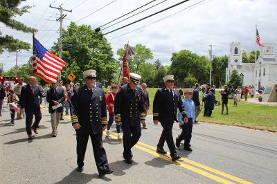 Rochester’s Memorial Day
Student participation was at the forefront of Rochester’s Memorial Day weekend ceremonies held on Sunday at the Senior Center, Town Hall and Daggett Square. Boy Scout Troop 31 posted the colors, and music was provided by the Rochester Memorial School Band and The Showstoppers, who recited the Pledge of Allegiance and sang a patriotic medley. Old Rochester student Esther Smith read the governor’s proclamation, Old Colony student Cameron Makuch read The Gettysburg Address, ORR student Ava Figueiredo read “In 
