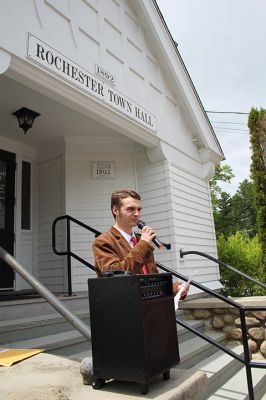 Rochester’s Memorial Day
Student participation was at the forefront of Rochester’s Memorial Day weekend ceremonies held on Sunday at the Senior Center, Town Hall and Daggett Square. Boy Scout Troop 31 posted the colors, and music was provided by the Rochester Memorial School Band and The Showstoppers, who recited the Pledge of Allegiance and sang a patriotic medley. Old Rochester student Esther Smith read the governor’s proclamation, Old Colony student Cameron Makuch read The Gettysburg Address, ORR student Ava Figueiredo read “In 
