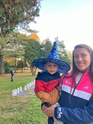 Salty Soirée
Since 2007, the Mattapoisett Land Trust has invited the community to a soirée at the site of Salty the Seahorse. The Halloween themed party on October 19 featured musical performances by Jeff and Lisa Dunn, storytelling by the campfire with Karen Chace, and make-your-own s’mores. The entrance to the park at the corner of Route 6 and North Street was lined with luminarias decorated by Center School students. First introduced by MLT member Don Cuddy. Photos by Marilou Newell
