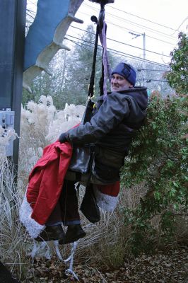 Salty Santa
Salty the Seahorse got his Santa hat on Friday, December 6, courtesy of the Mattapoisett Land Trust and with the help of Brownell Systems, Inc. Salty in his hat is a sure sign that the holiday season has begun in Mattapoisett. Photos by Jean Perry
