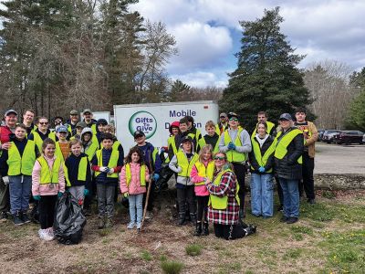 Clean Up
After a rainy Saturday, the Scouts from Pack 32 and Troop 32 of Marion along with countless volunteers from the community spent the morning on Sunday, April 27 cleaning up multiple areas around town. With the generous support of the Washburn Park Trust, the scouts, their families and countless volunteers started their spring-cleaning donating numerous items to a local charity (Gifts to Give). The day of service ended with a mountain of debris and trash for the Marion DPW to collect. Everything from car part
