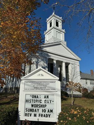 Mattapoisett Congregational Church
Open and Affirming status for Mattapoisett Congregational Church is granted by unanimous vote. “All are truly welcome here.” Photo by Jen Shepley.
