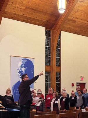 Sippican Choral Society 
The Sippican Choral Society at their first rehearsal of the new year on January 6 in the Wickenden Chapel in Marion. Darry Dolezal is seen as Music Director. In preparation for their “60s Songs for 60 Years” concert this May, celebrating their 60th anniversary, the choir meets on Mondays to practice. January 16, 2025 edition
