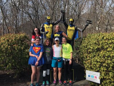 DREAMFAR
DREAMFAR Southcoast participated in a Superhero Run (16 miles) last weekend. Clockwise from upper left: Jasmyn Jollimore, Dorran Cohen, Stephanie Vanasse, Gingie Vreland, Sheilah Sullivan, Carly O'Connell at the Johnny Kelley statue "Young at Heart" on the Boston Marathon course, Newton, Massachusetts. Photo by DHSM; courtesy of Stephanie Vanasse
