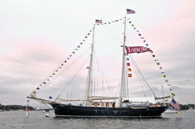 Tabor Boy
Head of School John H. Quirk and Captain James E. Geil  welcomed Marion residents aboard the SSV Tabor Boy, built near Amsterdam in 1914 and brought to Sippican Harbor in 1954. The “Open Ship” took place on Sunday afternoon. Photo by Felix Perez.
