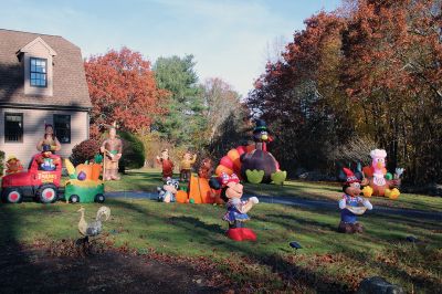 Happy Thanksgiving
A Rochester home known for its front lawn full of air-filled, holiday ornaments wishes passersby a Happy Thanksgiving. Photo by Mick Colageo
