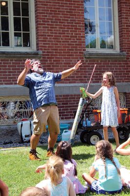 Toe Jam Puppet Band
Vinny Lovegrove makes the kiddos laugh during a performance by the Toe Jam Puppet Band on August 10 outside the Mattapoisett Free Public Library. Photos by Mick Colageo
